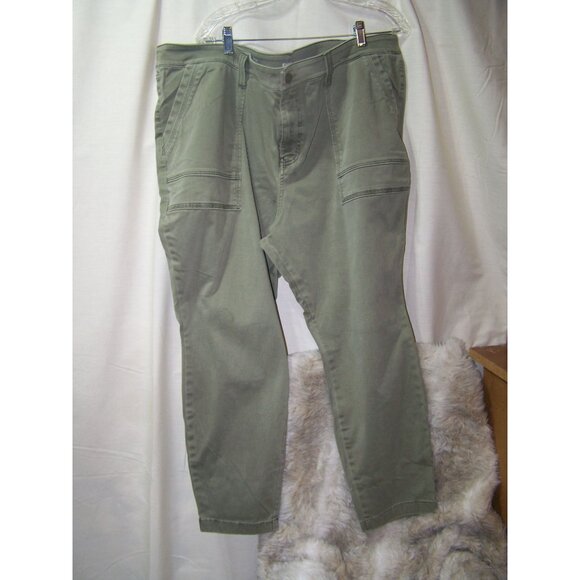 EVRI Ankle Pants Plus 24W Cargo Olive Green - Picture 1 of 10